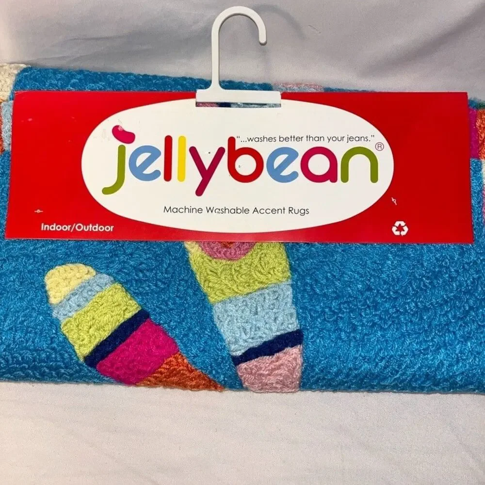 Jellybean Accent Rug 20inx30in Machine Washable Indoor/Outdoor Ladybug Design